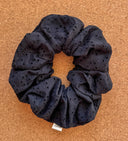 Black Broderie Anglaise Scrunchie: Handmade Cotton Seersucker