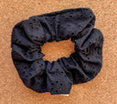 Black Broderie Anglaise Scrunchie: Handmade Cotton Seersucker