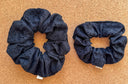 Black Broderie Anglaise Scrunchie: Handmade Cotton Seersucker