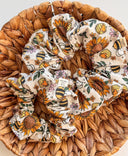 Summer Garden Bees Scrunchie: Handmade Cotton XL Hair Tie