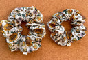 Summer Garden Bees Scrunchie: Handmade Cotton XL Hair Tie