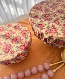 Vintage Floral Cotton Linen Bowl Covers: Reusable Food Storage (Set of Two)