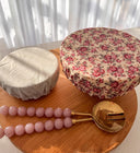 Vintage Floral Cotton Linen Bowl Covers: Reusable Food Storage (Set of Two)