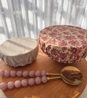 Vintage Floral Cotton Linen Bowl Covers: Reusable Food Storage (Set of Two)