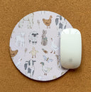 Farm Friends Mouse Pad: Hand-Printed Desk Accessory