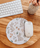 Strawberry Bunny Mouse Pad: Hand-Printed Desk Accessory