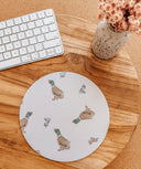 Mallard Ducks Mouse Pad: Hand-Printed Desk Accessory