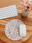 Fall Floral Mouse Pad: Hand-Printed Desk Accessory