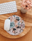 Floral Bees Mouse Pad: Hand-Printed Desk Accessory