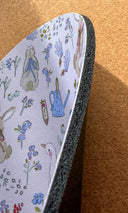 Spring Garden Bunny Mouse Pad: Hand-Printed Desk Accessory