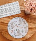 Strawberry Bunny Mouse Pad: Hand-Printed Desk Accessory