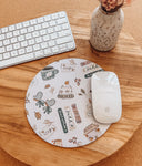Cozy Autumn Girl Mouse Pad: Hand-Printed Desk Accessory
