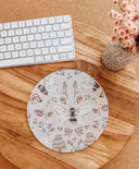 Spring Bees Mouse Pad: Hand-Printed Desk Accessory