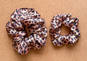 Handmade XL Satin Scrunchie: Leopard Print Hair Tie