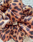 Handmade XL Satin Scrunchie: Leopard Print Hair Tie