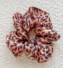 Handmade XL Satin Scrunchie: Leopard Print Hair Tie