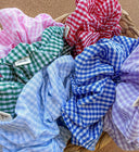 Handmade Gingham Scrunchies: Cotton Hair Tie